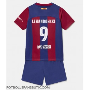 Barcelona Robert Lewandowski #9 Replika Hemmatröja Barn 2023-24 Kortärmad (+ Korta byxor)